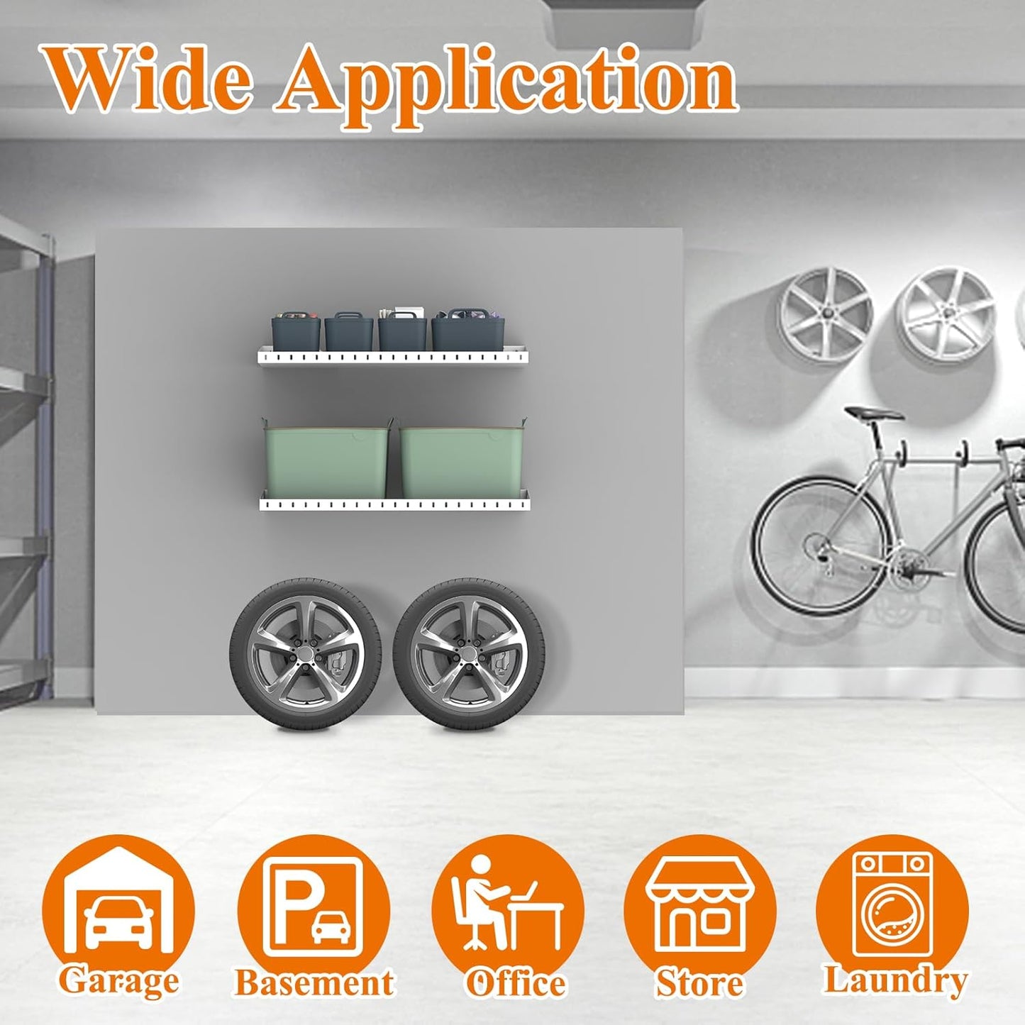 PEKGRIL 2 Pack Garage Wall Shelf, 1X2 Ft Heavy Duty Garage Shelving, Wall-Mounted Storage Shelves for Laundry Room, Closet, Holds Up to 150 Lbs, White