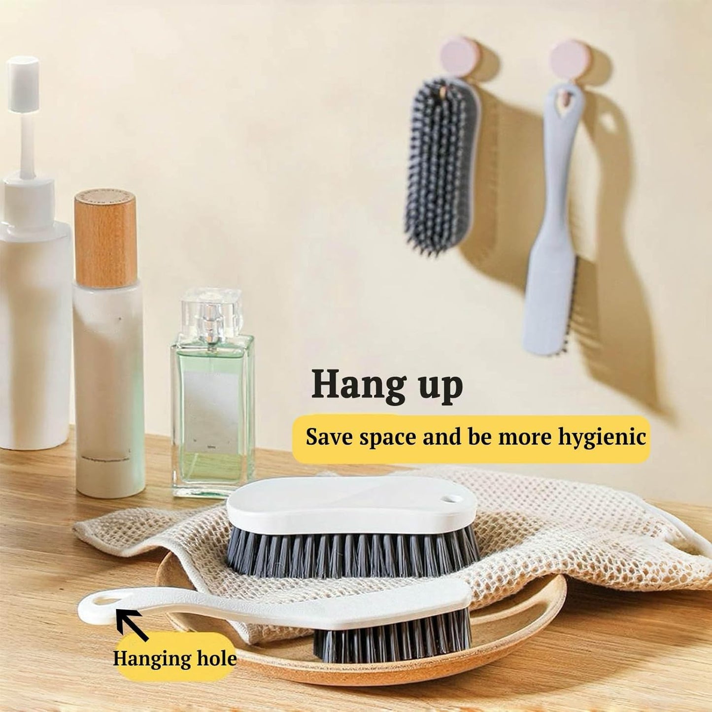Scrub Brush for Cleaning - 3pcs Bathroom Scrubber Cleaning Brushes for Household Use Heavy Duty Small Nylon Brush,Shoe Cleaning Brush,Laundry Brush,Kitchen,Bathtub,Floor Brushes