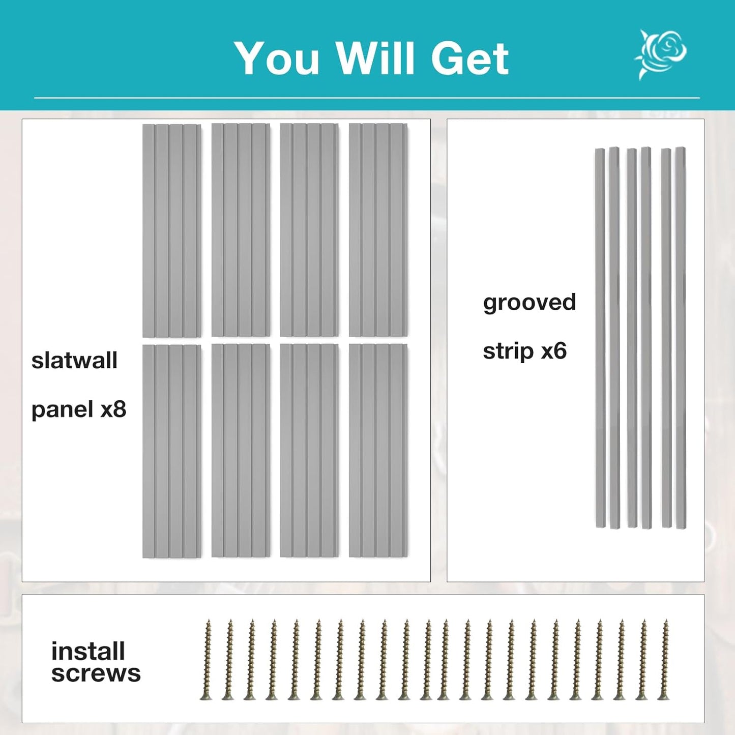 NeatiEase Slatwall Panel Wall Storage Systems, 4 x 8ft Slat Wall Paneling Garage Wall Organizer, Heavy Duty Wall Mounted PVC Wall Rack (Gray)