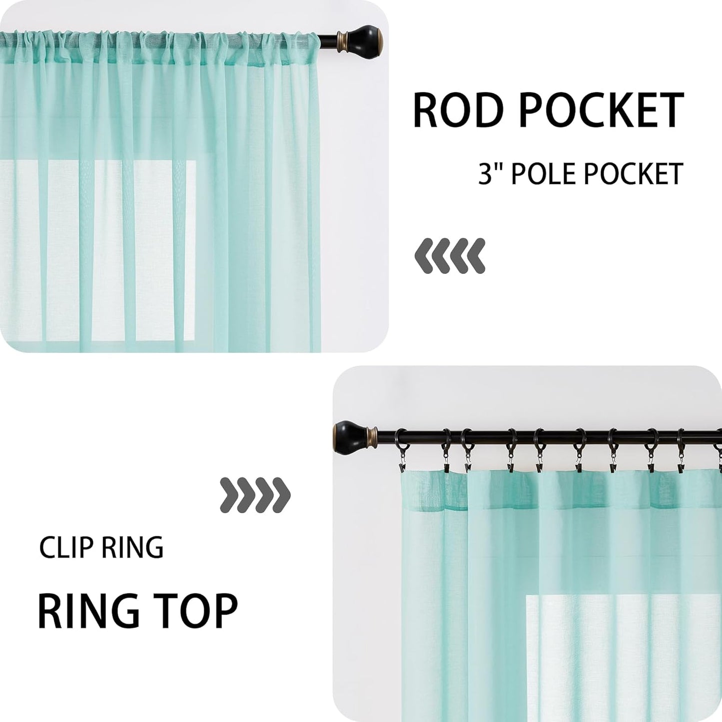 Tollpiz Sheer Curtains Closet Linen Textured Curtain Sheers Doorway Light Filtering Voile Patio Glass Door Rod Pocket Curtains French Door, 54 x 80 inches Long, Crystal Blue, Set of 1 Panel