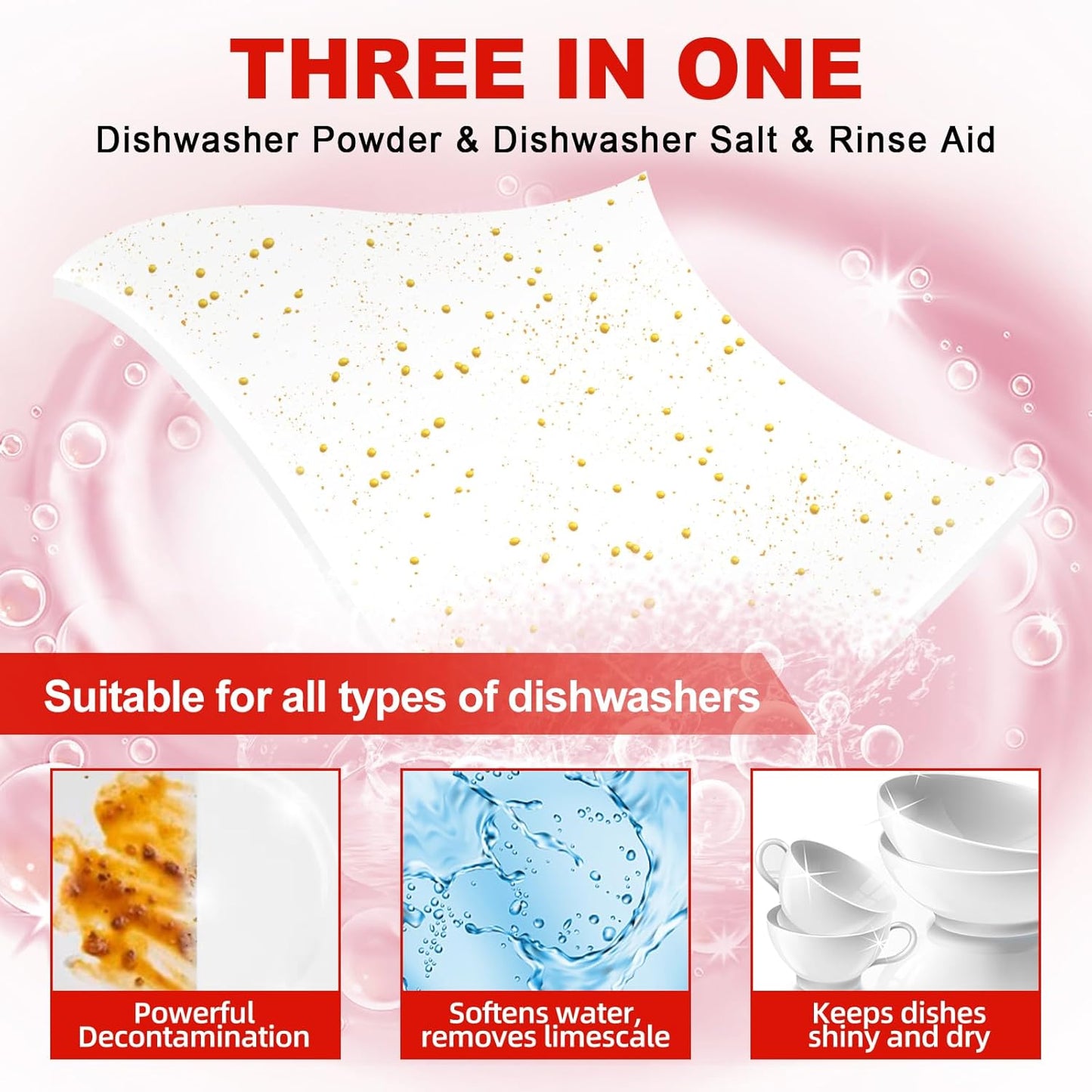 Eco Dishwasher Detergent Sheets Up To 160 Loads, Grapefruit Scent Plastic Free Dishwashing Soap Strips With High Efficient Solid Enzyme, Leaving Dishes Sparkling Clean