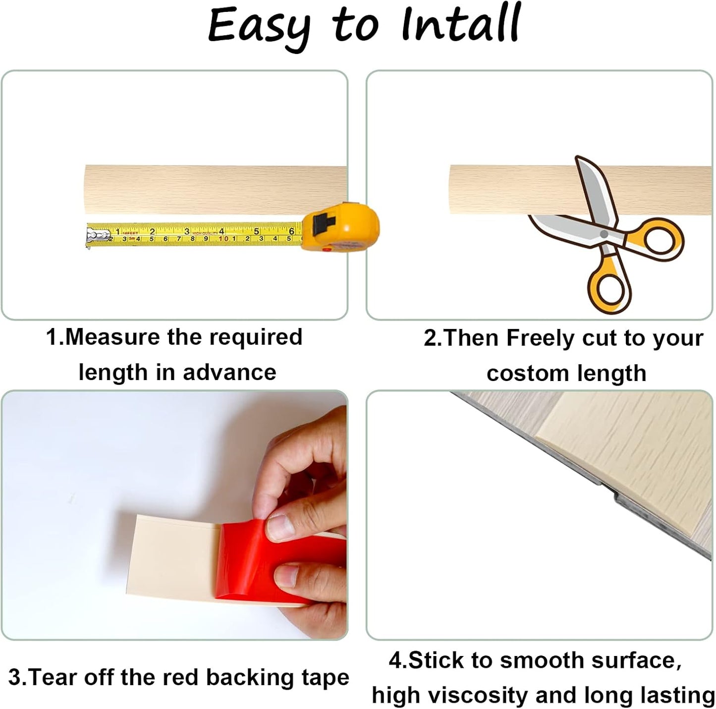 Floor/Door Flat Transition Strip & Self Adhesive Floor Vinyl Floor Edge Trim Laminate Floor Gap Covering Joining Strip