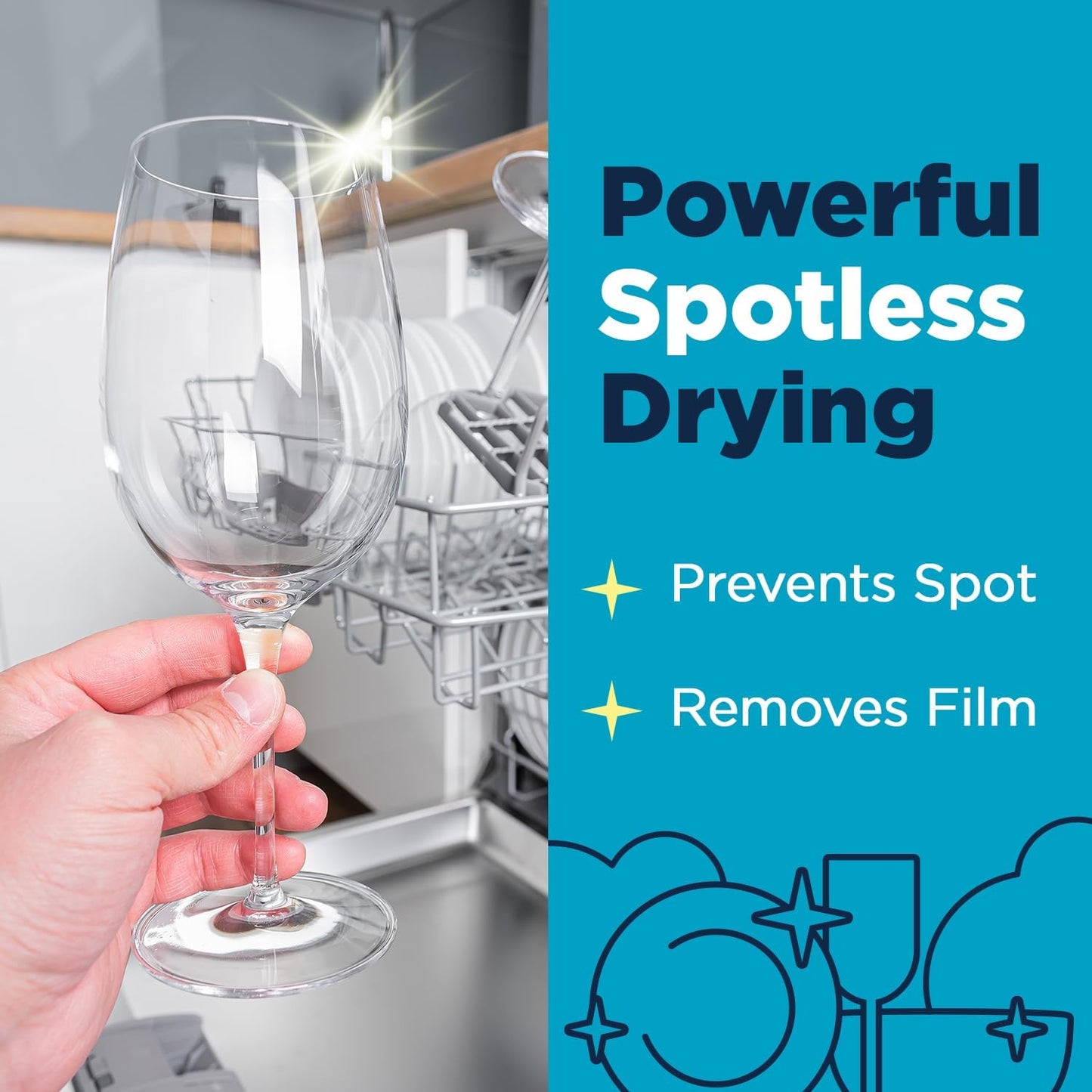 All Natural Dishwasher Rinse Aid Cleaner, Liquid Dishwasher Rinse Agent for Spot-Free Glass & Cutlery in Hard Water, Non Toxic Dish Washer Rinse Aid & Stain Remover, 8 oz/250ml, Pack of 12