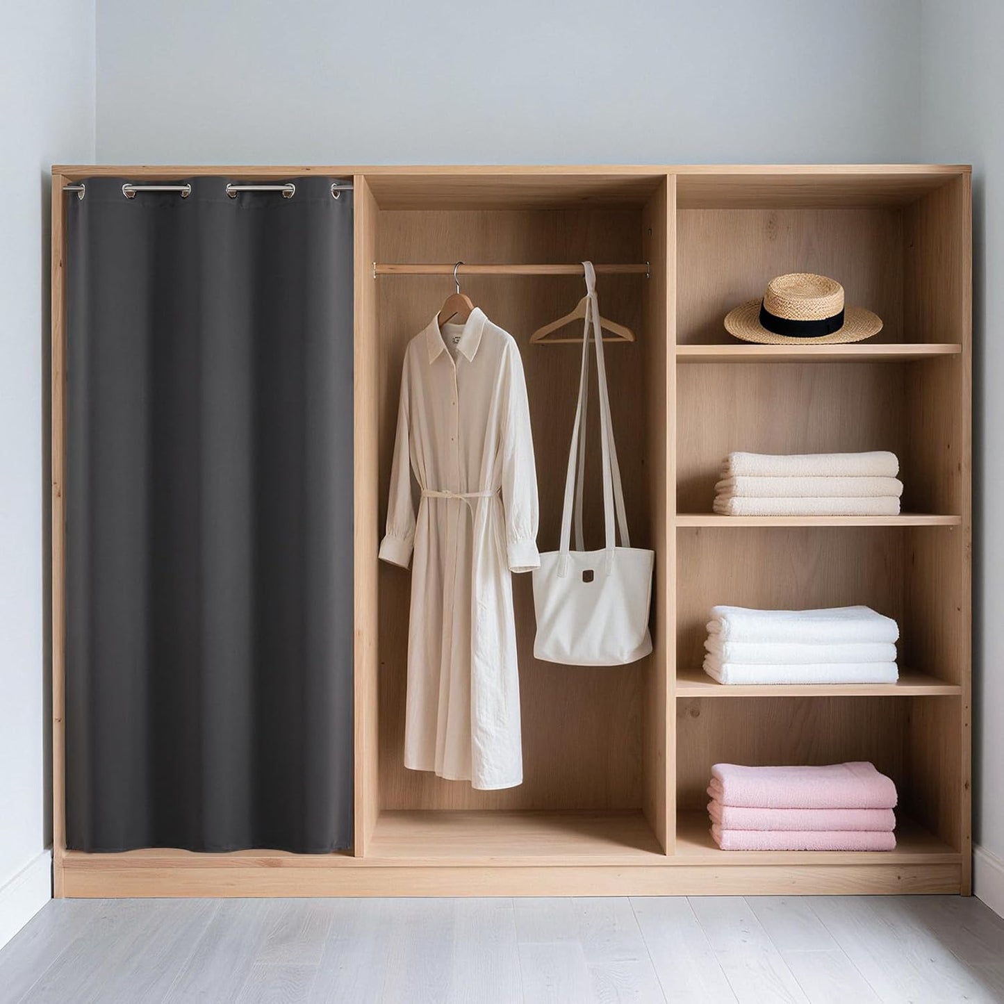 Joydeco Blackout Door Curtain for Doorway Privacy 78 Inches Long, Grommet Closet Curtain for Open Closet, Room Divider for Bedroom Living Room (Grey, 40Wx78L, 1 Panel)