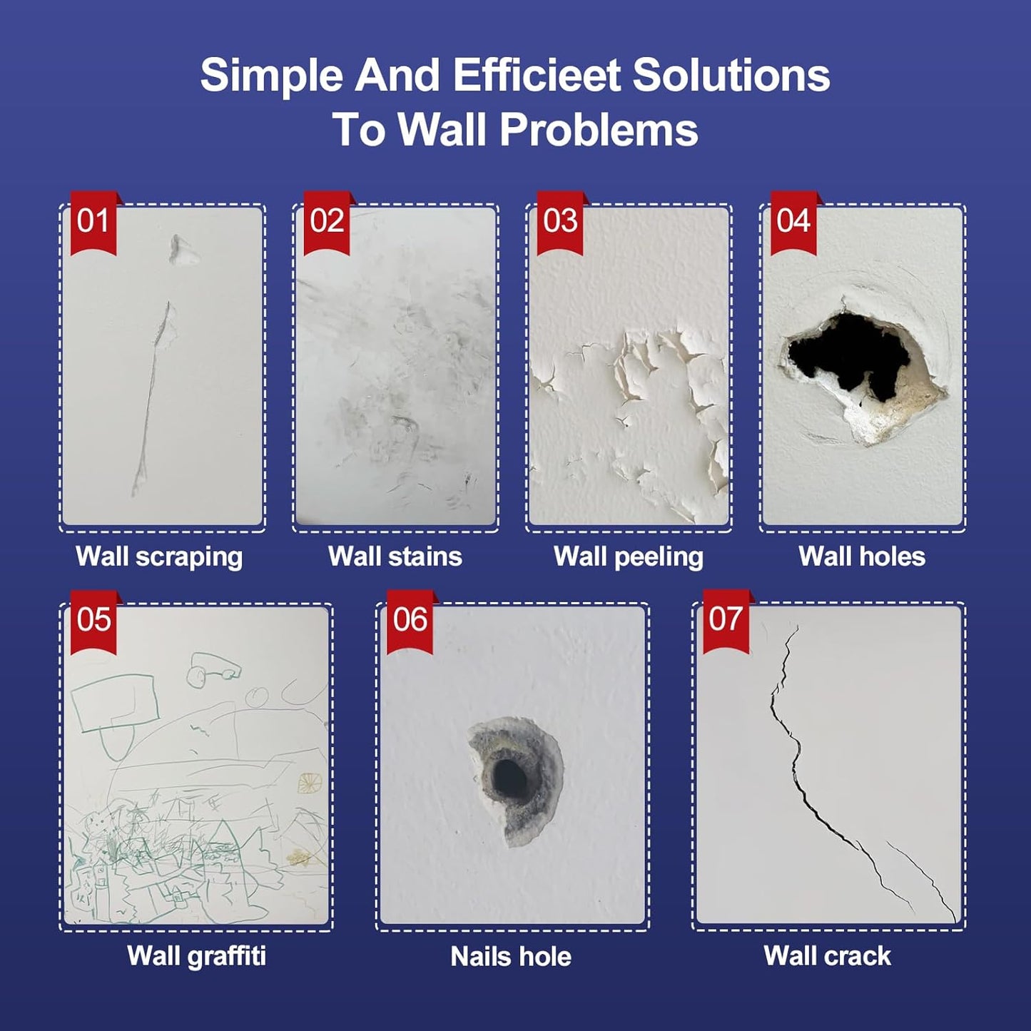 8.6oz Drywall Patch Repair Kit - Professional All-in-1 Tool Set (Scrapers/Sandpaper/Texture Sponge/Gloves/ Aluminum Patches) for Fast Wall Hole Repair