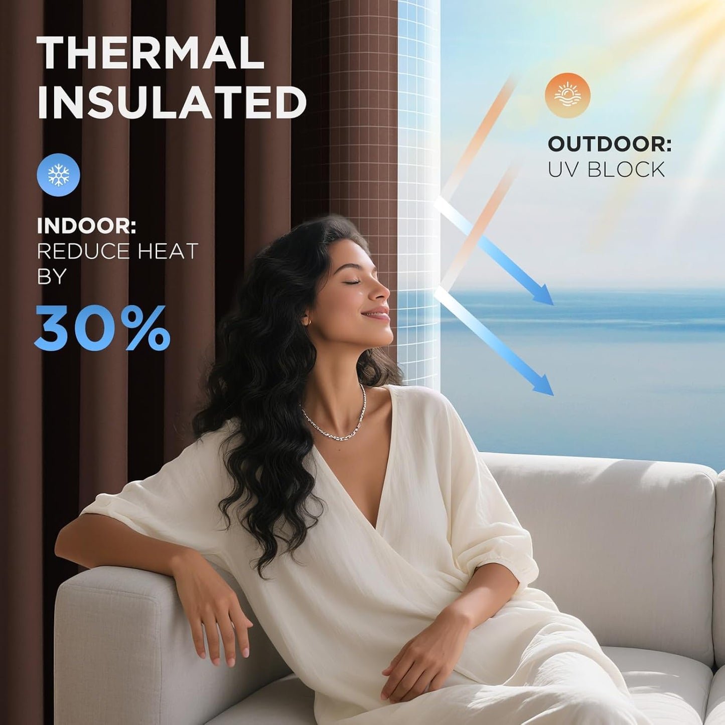 Joydeco Blackout Patio Sliding Door Curtains 96 Inches Long, Grommet Privacy Room Divider Curtains, Extra Wide Thermal Blackout Drapes for Bedroom Living Room (Chocolate, 70Wx96L, 1 Panel)