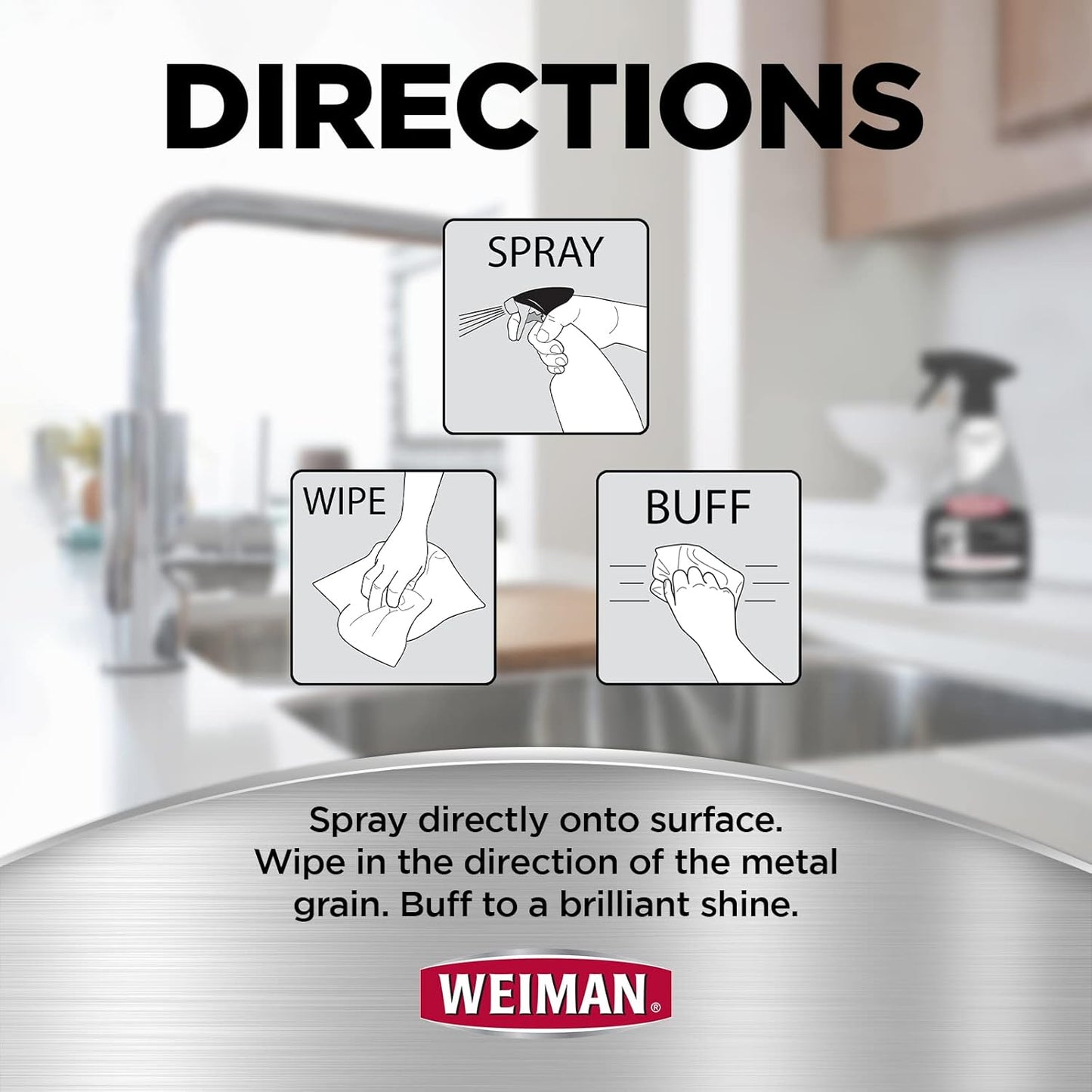 Weiman Stainless Steel Cleaner and Polish - 2 Pack - Removes Fingerprints, Residue, Water Marks and Grease from Appliances w/Buffing Towel