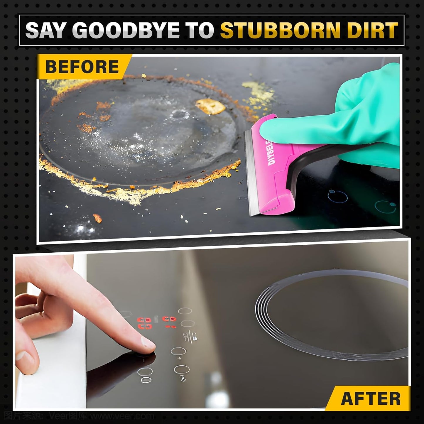 DIYSELF 1 Pack Razor Blade Scraper with 10 Extra Razor Blades, Scraper Tool, Glass Scraper for Cleaning, Glass Stove Top Scraper, Window Scraper, Paint, Cooktop, Oven Scraper, Razor Scraper Tool