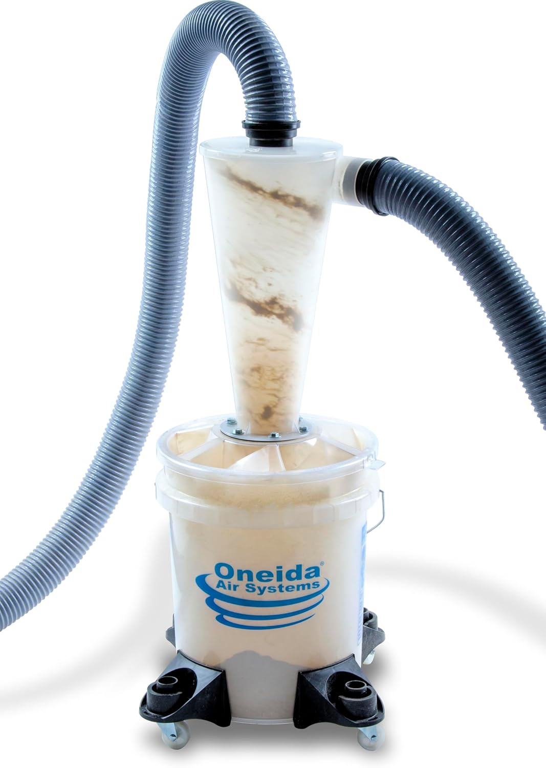 Oneida Air Systems Dust Collector & Cyclone Separator Kit w/ Clear Bucket, 2.5 Deluxe 5-Gal - Portable Cyclone Machine for Wet and Dry Shop Vacuums