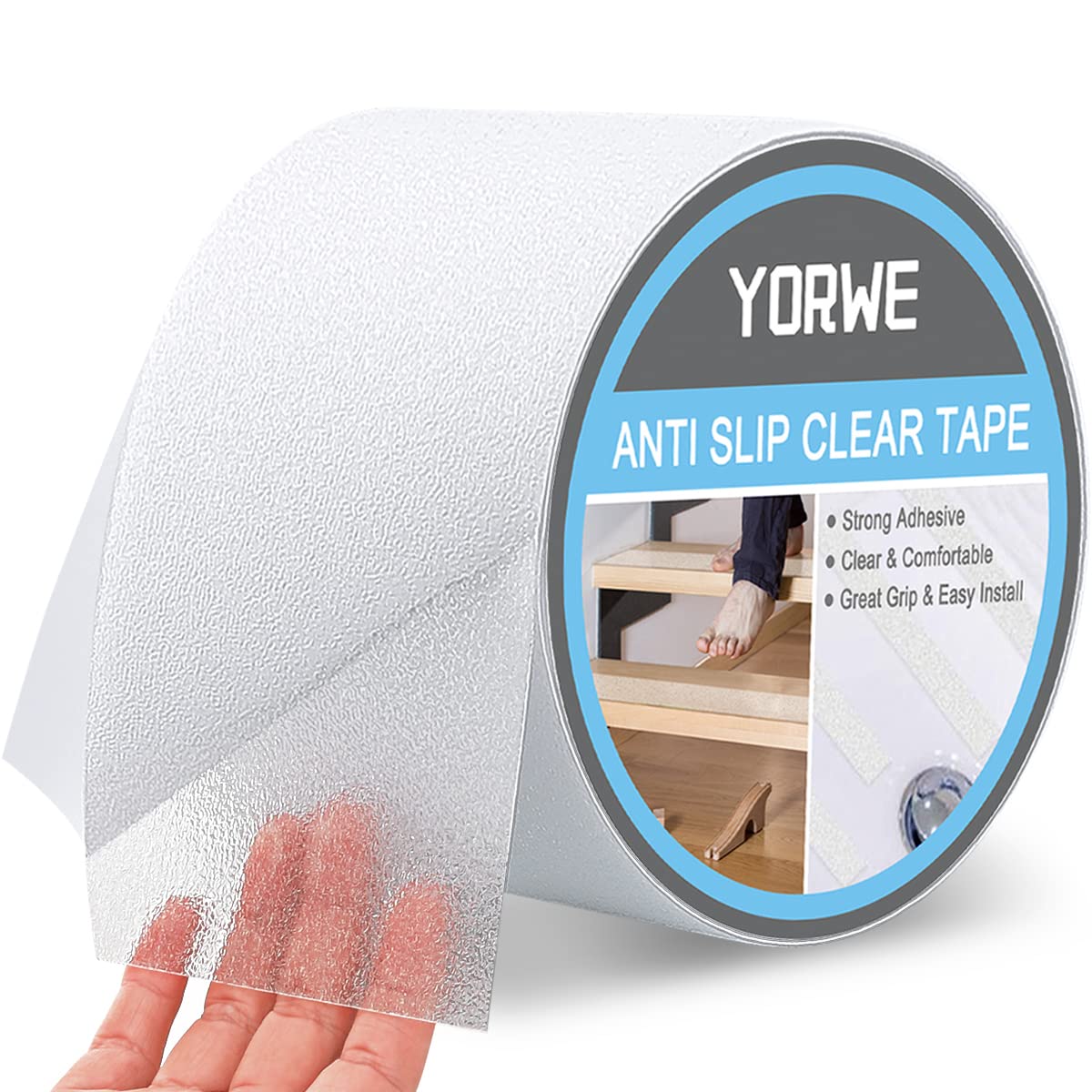 Anti Slip Tape Transparent, More Clear and Comfortable Safety Track Tape (4" Width x 190" Long, Clear)