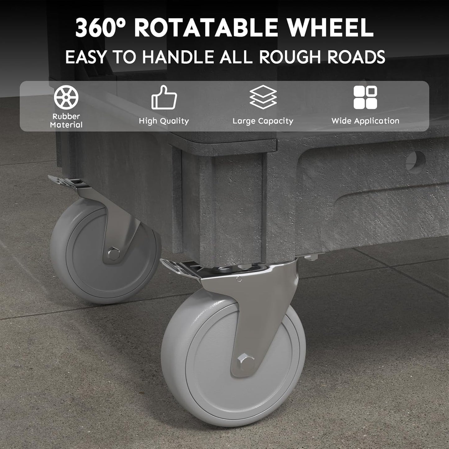 Utility Cart on Wheels, 1000 lbs Capacity Rolling Service Cart, 40 x 17 Inch Work Carts, 2 Shelf Heavy Duty Plastic Tool Cart, Lipped Shelves, for Warehouse, Garage, Cleaning, Gray