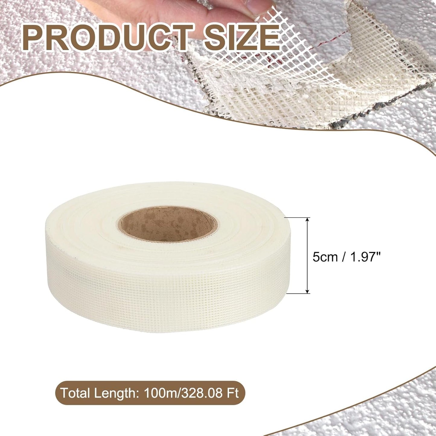 PATIKIL Drywall Repair Mesh Tape, 2 inch x 328 ft Fiberglass Repair Patch Self-Adhesive Dry Wall Joint Tape 12 Mesh Wall Hole Crack and Seam Patch, White