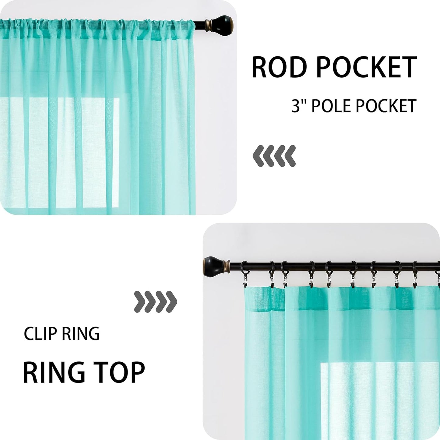 Tollpiz Small Sheer Door Curtain Closet Linen Textured Curtain Sheers Doorway Light Filtering Voile French Door Rod Pocket Curtains Patio Door, 25 x 40 inches Long, Aqua Blue, Set of 1 Panel