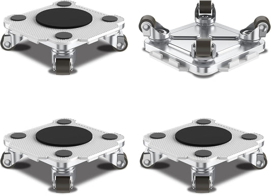 ONEON Furniture Mover Pro - 4Pack Enhanced Dollies with Custom TPE Wheels - Effortless Heavy Furniture Transport (Light Gray: 4 Dollies Only)