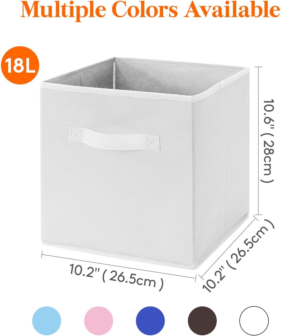Lifewit Collapsible Fabric Storage Cubes Bins Set 11 Inch, Foldable Cubby Organizers Boxes, 6 Pack Organizing Baskets for Shelf, Closet, Utility Room, Storage Room, 18L White