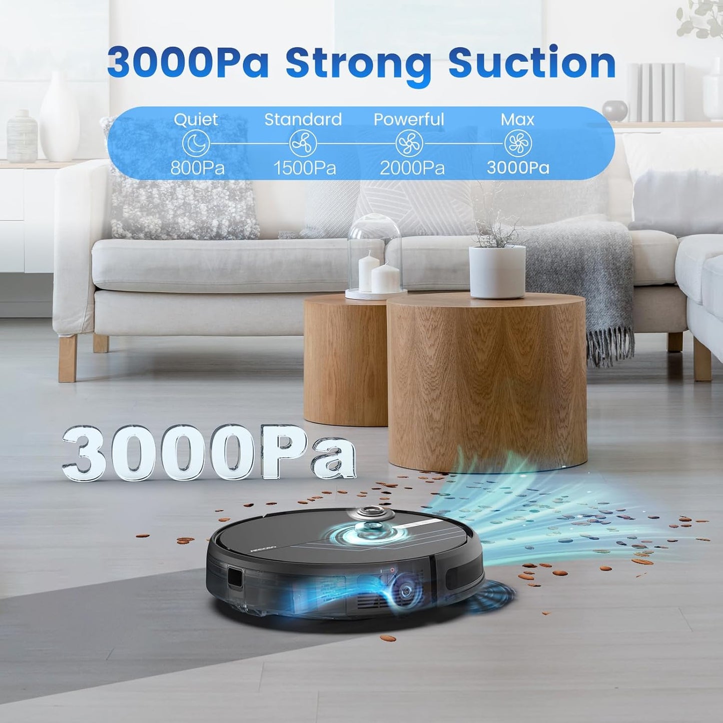AIRROBO Robot Vacuum and Mop, 3000Pa Powerful Suction Robot Vacuum Cleaner with Self-Charging, Wi-Fi/App/Voice Control, Advanced Obstacle Avoidance, Slim Design, Ideal for Pet Hair, Hard Floor,Carpet