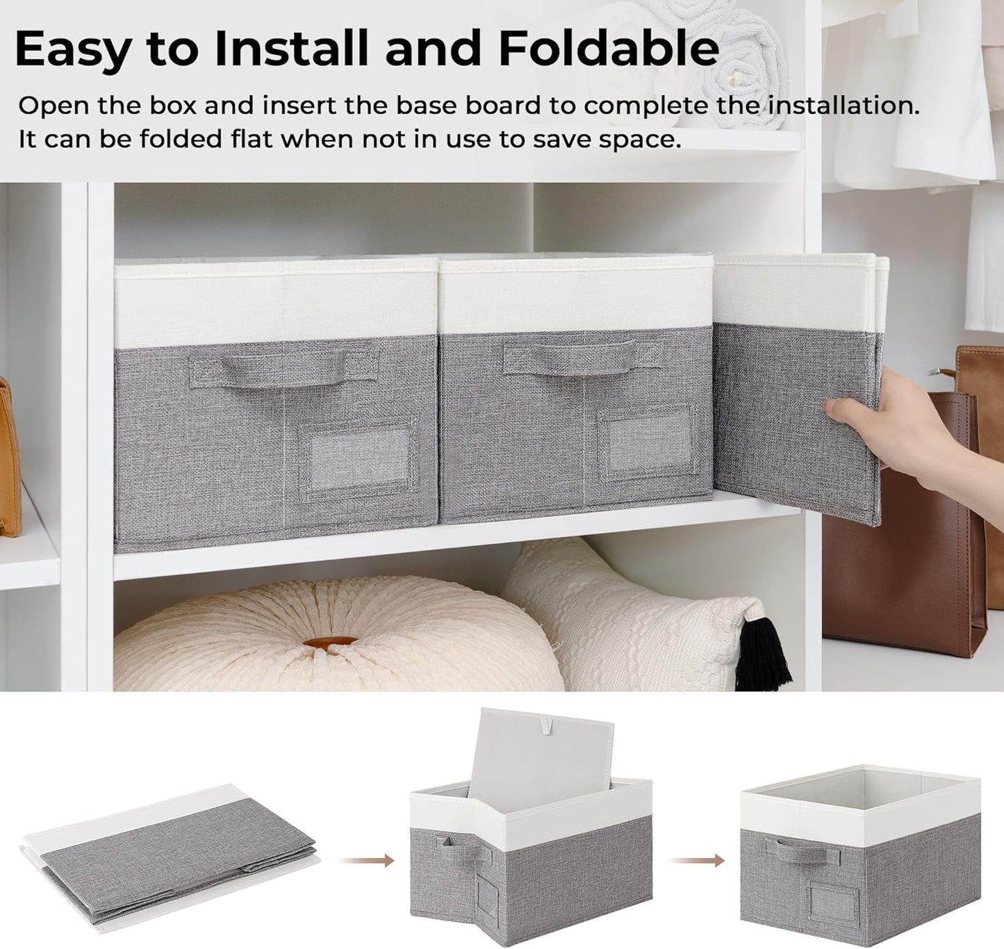 GRANNY SAYS Fabric Storage Bins for Clothes & Closet Organization - Collapsible, Decorative Boxes, Large, 3-Pack