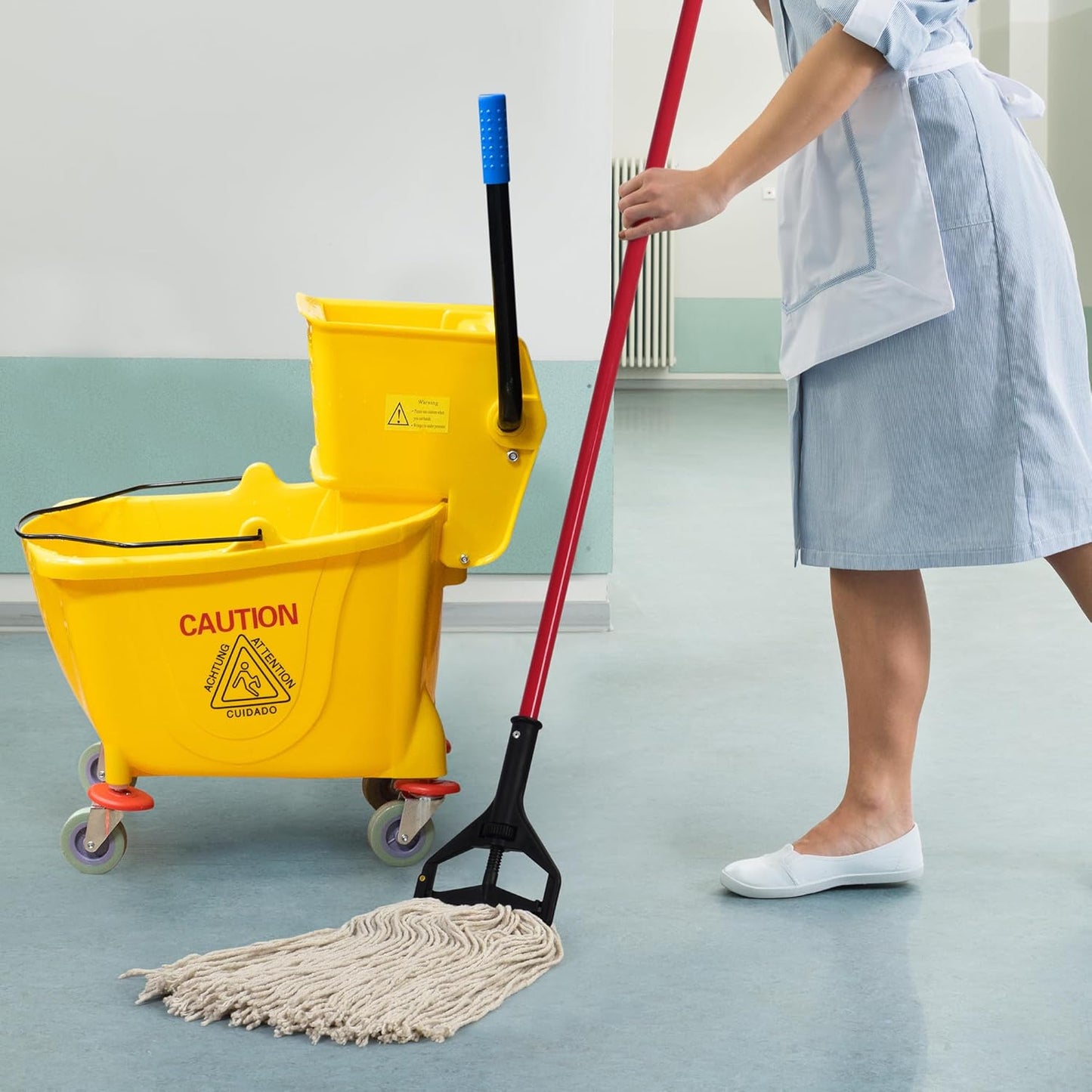 Matthew Cleaning 24oz 6Pack Cotton Floor Mop, Looped-Open String Heavy Duty Refills, Universal Headband Blend, Head Replacement for Home, Industrial and Commercial Use (White)