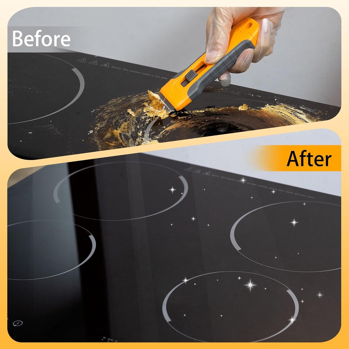 Razor Blade Scraper Tool with 15pcs Extra Blades, Cleaning Razor Scraper for Glass, Glass Top Stove Scraper for Oven Door, Cooktop Scraper, Glass Scraper Cleaning Paint from Glass