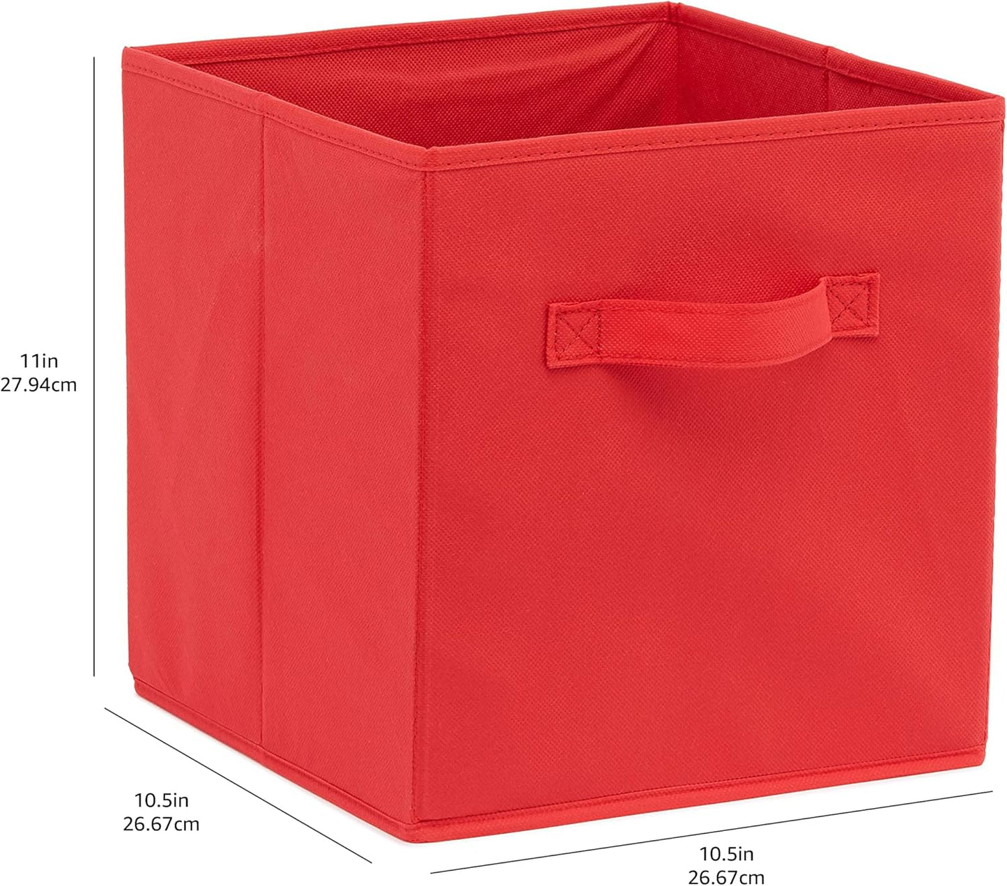 Amazon Basics Cube Organizer Storage Bins Handles, Collapsible Fabric, Pack of 30, 10.5"x10.5"x11", Red