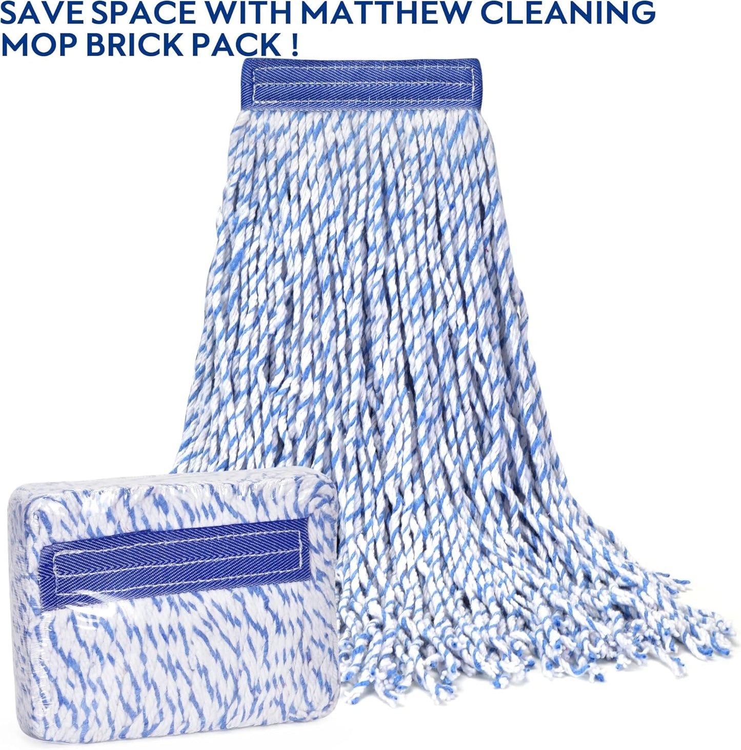 Matthew Cleaning Looped-Open Cotton Wet Mop 1.25'' Universal Headband Heavy Duty Commercial Mop Head Replacement for Indoor&Outdoor Use,Grease Stain Floor Cleaning String Mop Head Refills Pack of 24