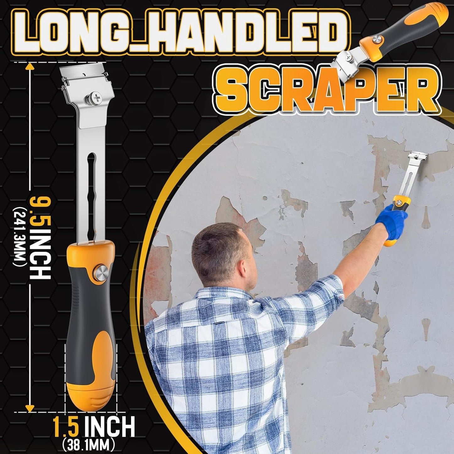 DIYSELF Razor Blade Scraper 12Pack Glass Scraper Oven Scraper for Cleaning Razor Scraper for Floors Glass Stove Top Scraper Window Scraper Includes Extendable Handle and 10 Extra Blades