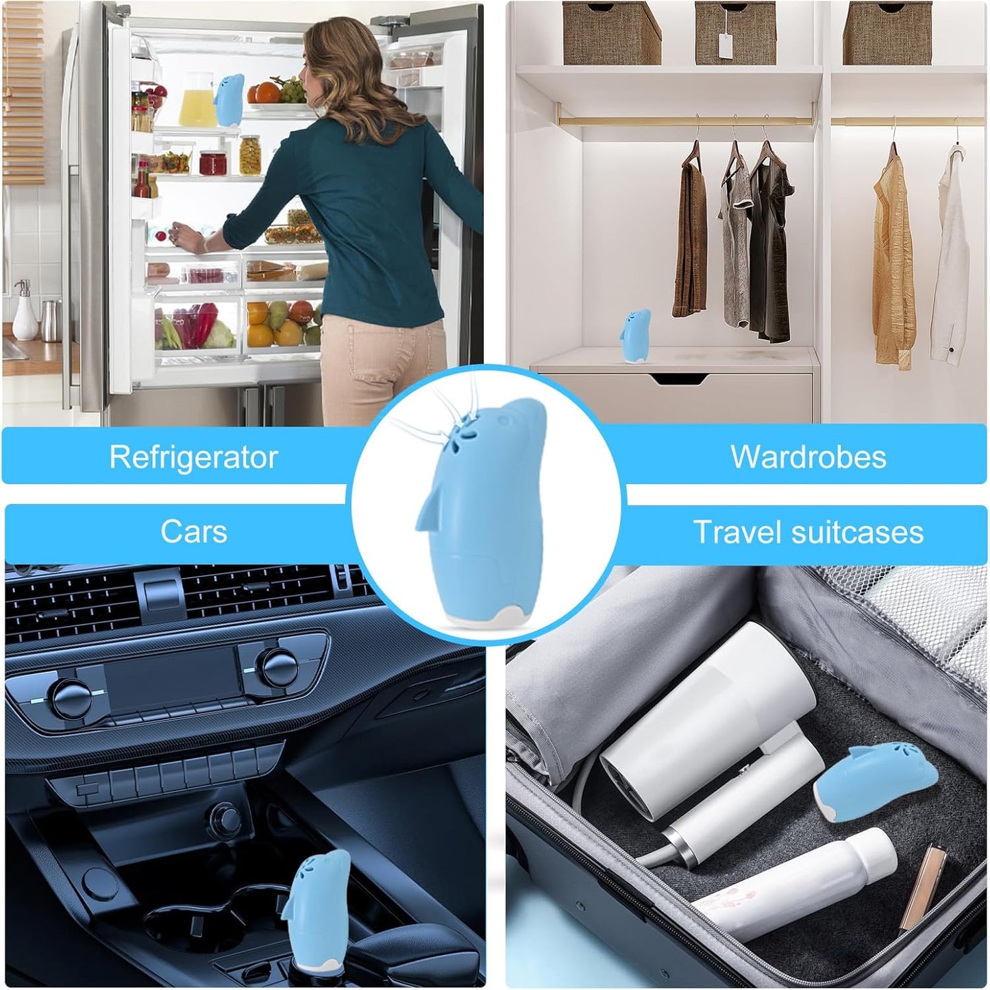 Asltw Dolphin Refrigerator Deodorizer, Refrigerator Odor Eliminator, Fridge Air Freshener, Multi-purpose Odor Eliminator for Home, Cute Gifts, Kitchen Gadgets Cute Kitchen Accessories (Blue)