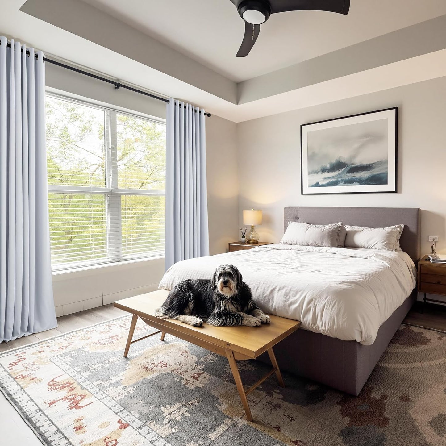 PONY DANCE Blackout Curtains for Bedroom 72 Inch Length 2 Panels Set, Privacy Thermal Insulated Room Darkening Grommet Drapes for Living Room Window, W34 x L72 Inch, Greyish White