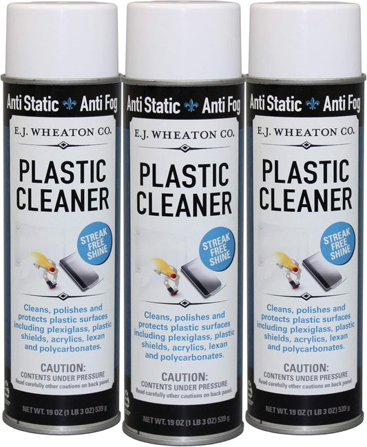 E.J. Wheaton - Plastic Cleaner & Protectant, Cleans, Polishes & Protects Plastic Surfaces (3 Pack), Anti-Fog, Anti Static, Use on Shields, Touchscreens, Electronics and More, 19 Oz. Each