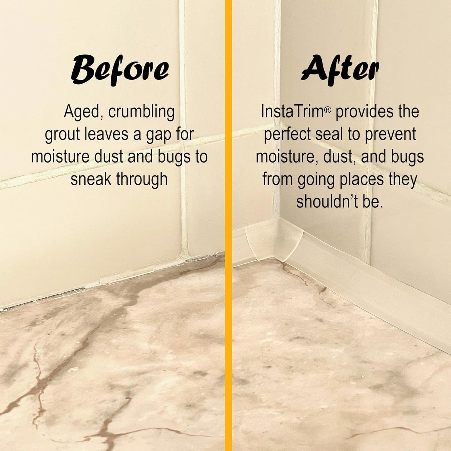 InstaTrim New & Improved Caulk Trim -10ft Ivory 3/4" Wide Caulk Tape - Adhesive Trim with Many Uses Including Caulking for Bathroom, Sinks, and Windows - Made in USA