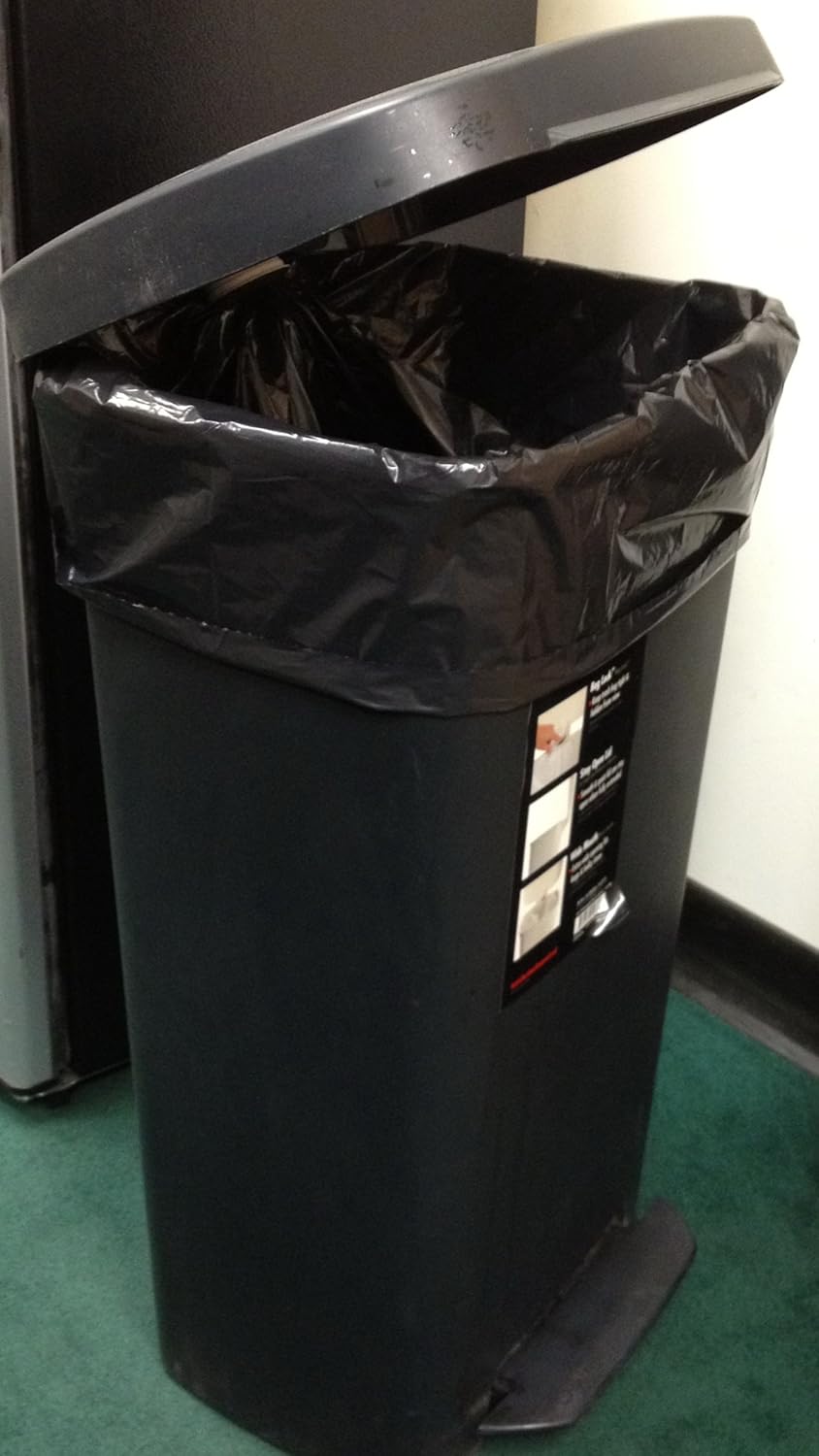 Plasticplace 12-16 Gallon Trash Bags, 1.0 Mil, Black Tall Garbage Can Liners, 24" x 31" (250 Case)