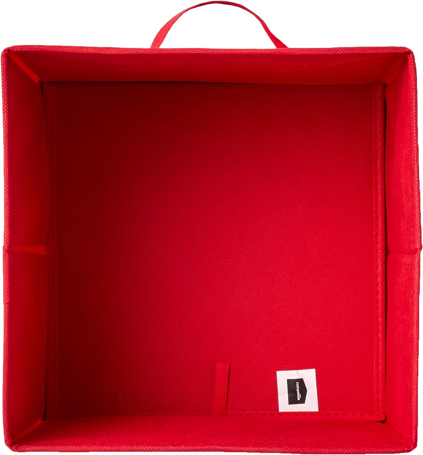Amazon Basics Cube Organizer Storage Bins Handles, Collapsible Fabric, Pack of 30, 10.5"x10.5"x11", Red
