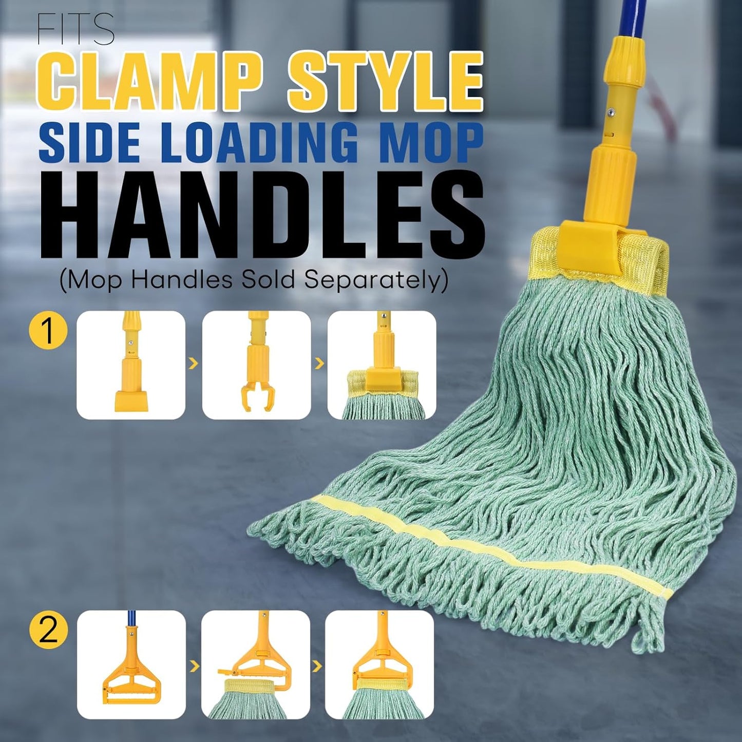 Matthew Cleaning Commercial Mop Head Replacement, 5 Inch Wide Headband, Looped End Cotton Blend String Wet Mops for Floor Cleaning, 18 oz Medium, 6-Pack Green