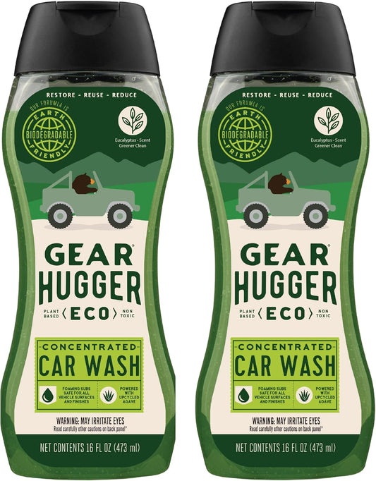 Gear Hugger Car Wash Soap (16 oz, Pack of 2) – Eco-Friendly Car Cleaner, Biodegradable Car Wash with Natural Saponins & Eucalyptus – Safe Car Soap for All Vehicle Surfaces