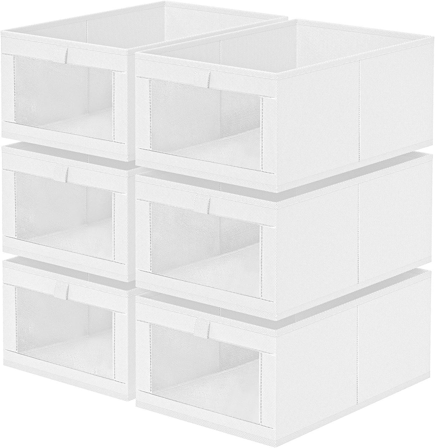 Criusia 6 Pack Linen Closet Organizers and Storage, Large Linen Closet Baskets for Organization, Foldable Storage Containers for Clothing, Towels, Jeans, Books, Shelves, White