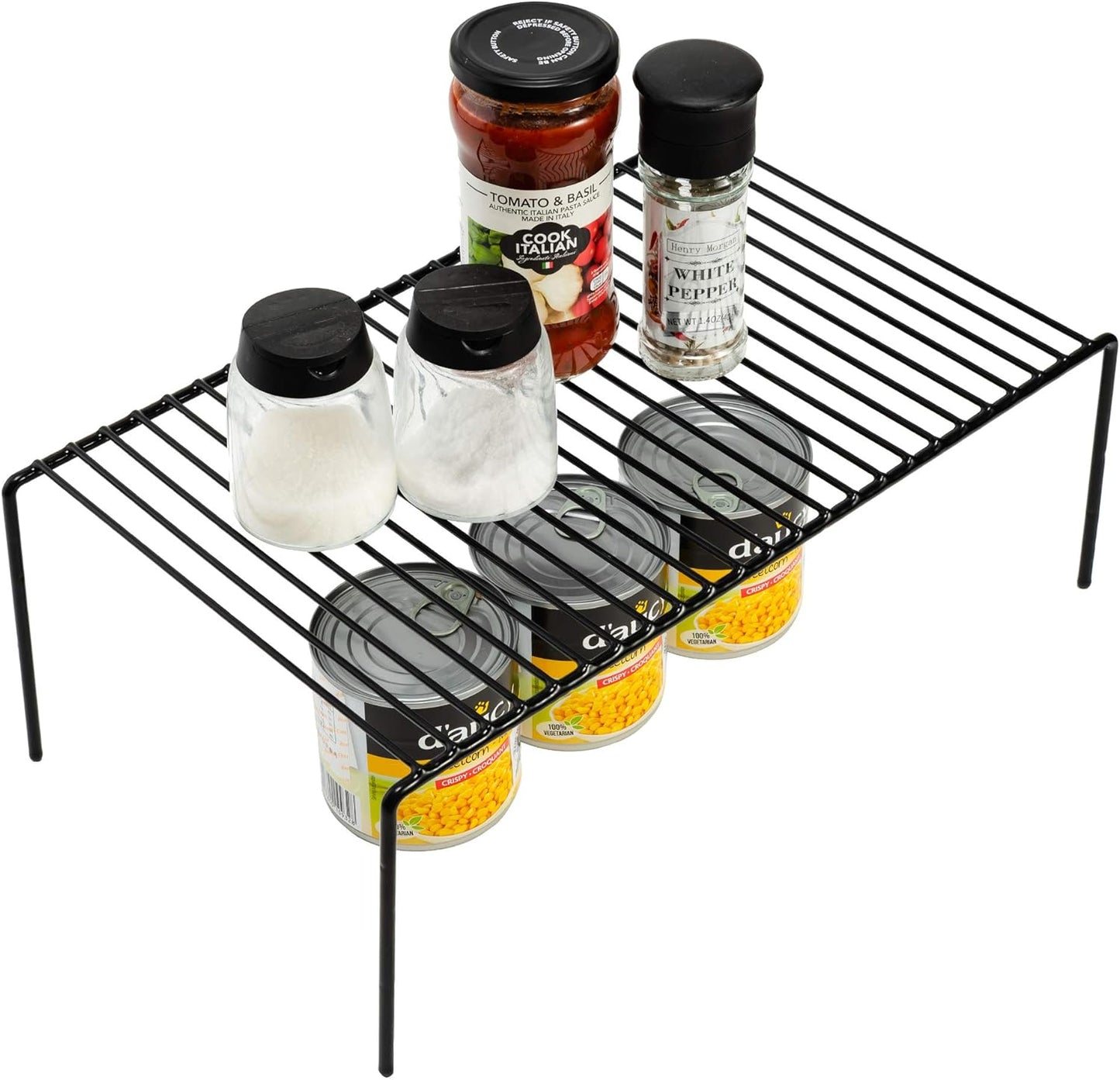 iPEGTOP 4-Pack 15.7 x 9.4 Inch Rustproof Metal Wire Kitchen Storage Shelves – Organizer for Freezer, Fridge, Pantry & Countertop – Spice, Utensils Rack – Black