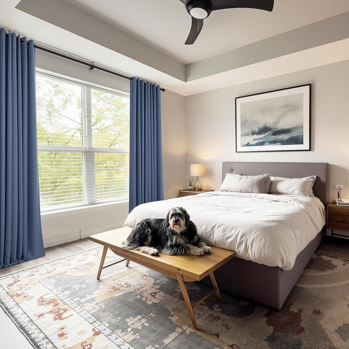 PONY DANCE Stone Blue Blackout Curtains for Bedroom 84 Inch Length 2 Panels Set, Privacy Thermal Insulated Room Darkening Grommet Drapes for Living Room Window, W34 x L84 Inch