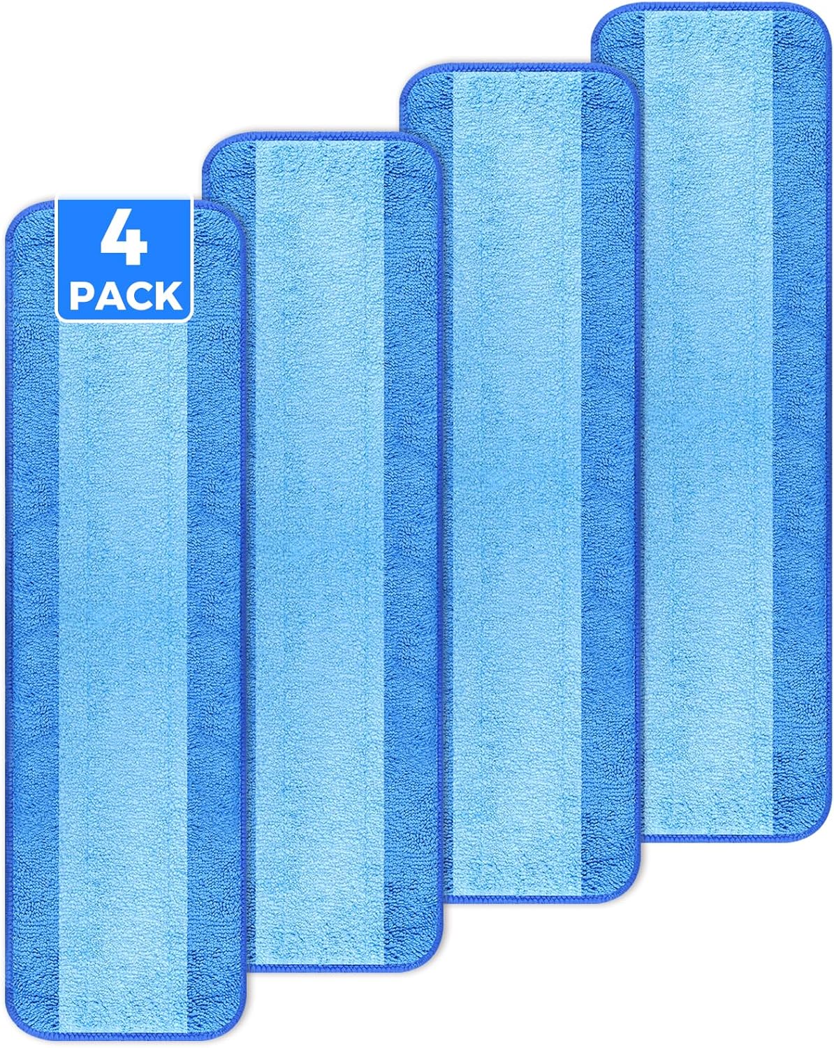4-Pack Microfiber Cleaning Pads, 18-Inch Microfiber Mop Pads Compatible with Bona Mop, Washable and Reusable Mop Pad Refills for Hardwood Tile Laminate Floors