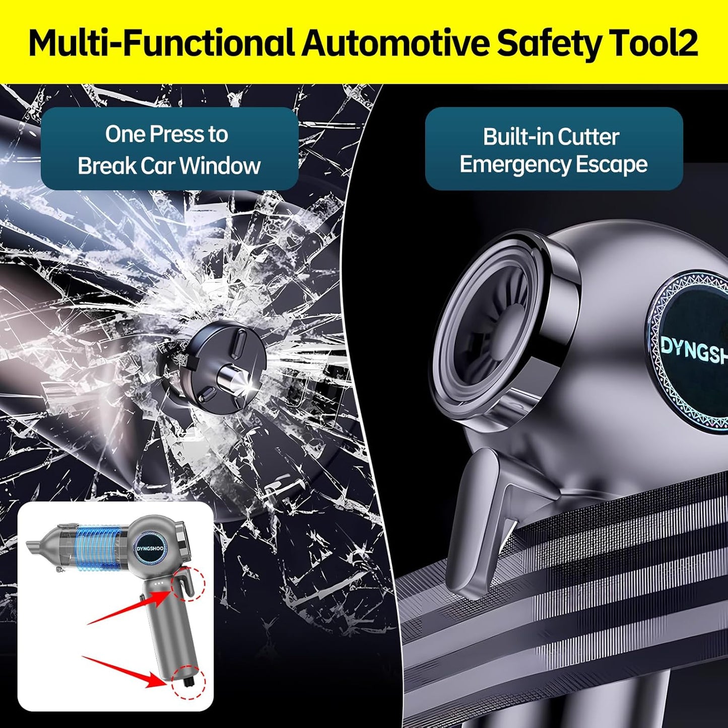 Car Vacuum Portable Cordless 20000PA High Power Mini Vacuum Cleaner 4-in-1 Compressed Air Duster Air Blower Pump Hand Held Vacuum with Brushless Motor for Car (One-Touch Dust Release - Gray)