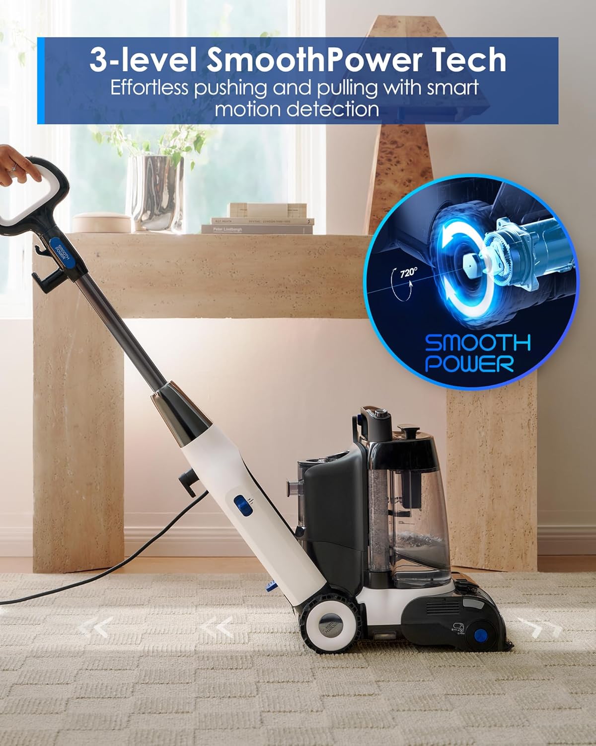 Tineco CARPET ONE Cruiser Smart Carpet Cleaner, Self-Cleaning and FlashDry, Deep Cleaning for Carpet and Upholstery 167℉ PowerDry 130W Powerful suction SmoothPower