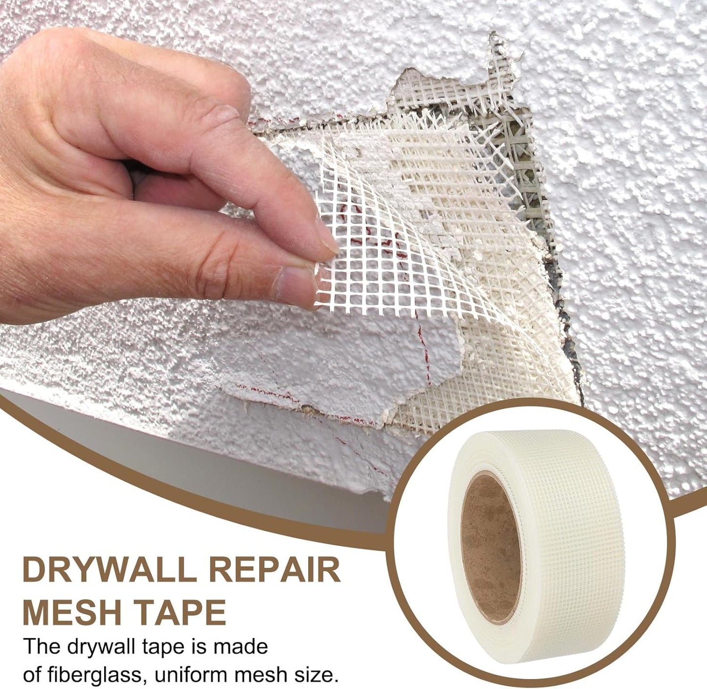 PATIKIL Drywall Repair Mesh Tape, 2 inch x 82 ft Fiberglass Repair Patch Self-Adhesive Dry Wall Joint Tape 12 Mesh Wall Hole Crack and Seam Patch, White