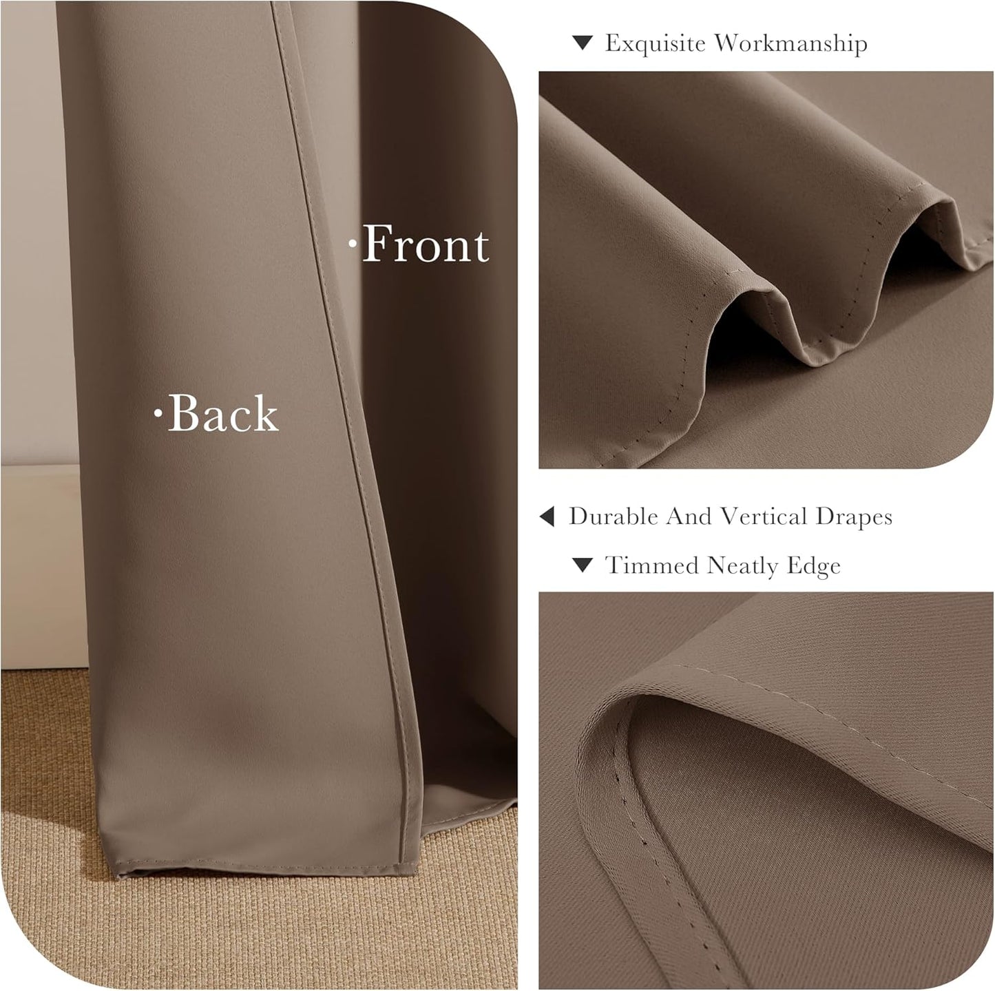 PONY DANCE Basement Window Curtains - Small Window Drapes for Cafe Bedroom Room Darkening Curtain for Bathroom/Nursery/Kitchen, 42 inch Wide x 40 inch Long, 1 Pair, Chocolate Brown