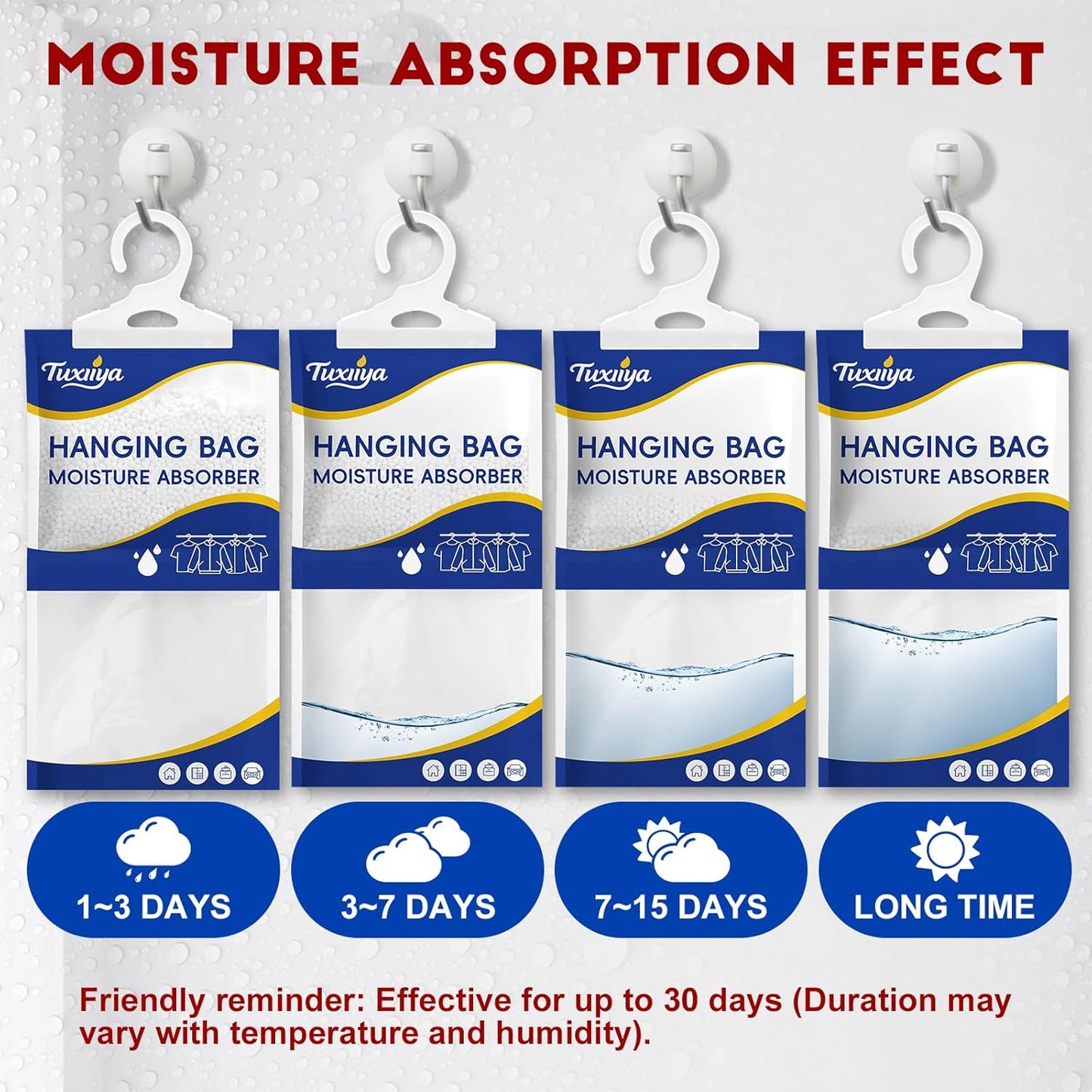 20 Pack Moisture Absorbers Packets,Hanging Closet Dehumidifier Bags,Humidity Packs, Desiccant,Moisture Absorbing Bags for Closet,Wardrobes,Bedrooms, Bathrooms(Net Wt. 230g/Pack)