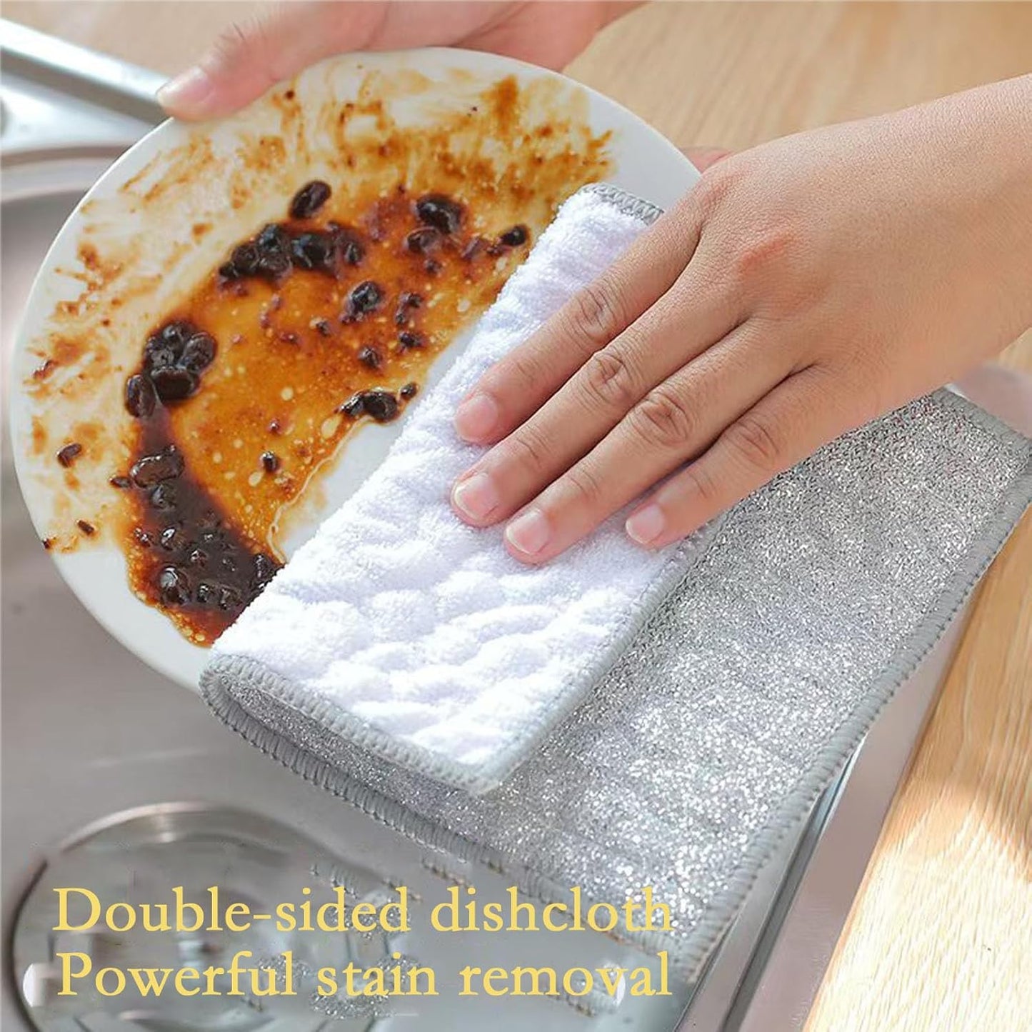 New Scratch-Resistant Multi-Functional Metal Wire Dish Cloth, Double-Sided for Wet and Dry use, Suitable for Washing Dishes, cookware, Sinks, stoves, and Kitchen Cleaning(2PCS)
