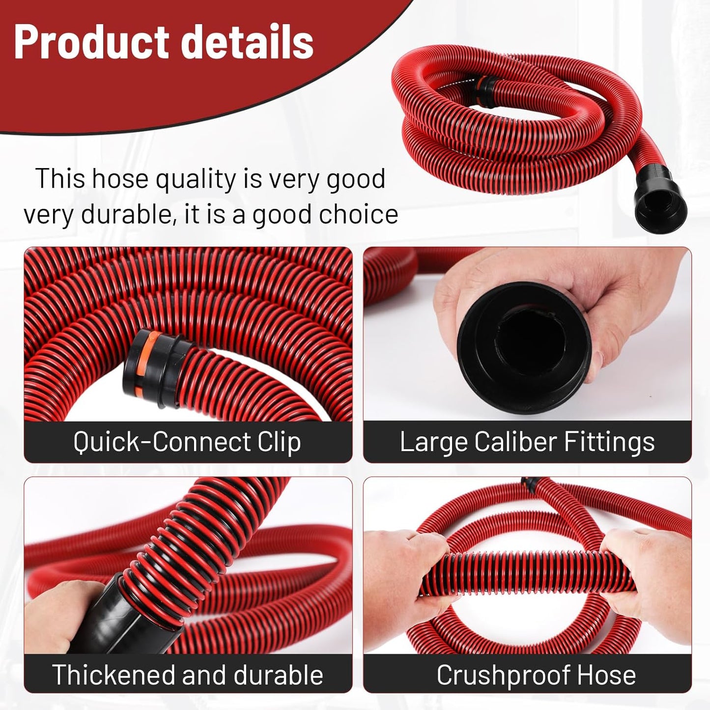 Klabb 16 Feet Dust Collection Hose Kit for Home and Shop Vacuums System with 6 Adapters of Woodworking Power Tool and Sander,Compatible with Multi-Brands Power Tool Adapter Set for Dust Collection