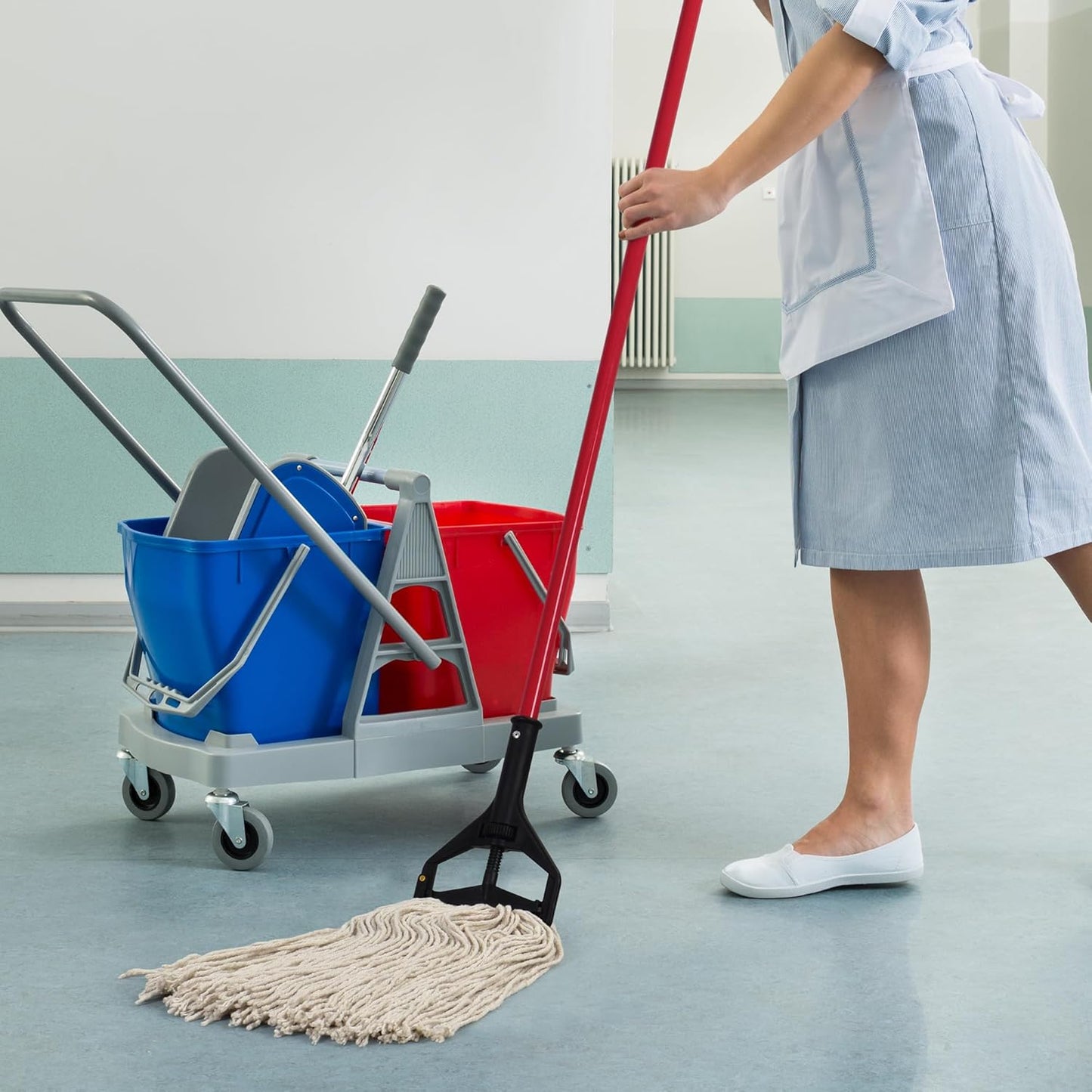 MATTHEW CLEANING 16oz 12Pack Cotton Mop Head Replacement,Cotton Looped-Open String Heavy Duty String Mop Refills, Universal Headband Blend,Floor Cleaning for Home, Industrial and Commercial Use(White)