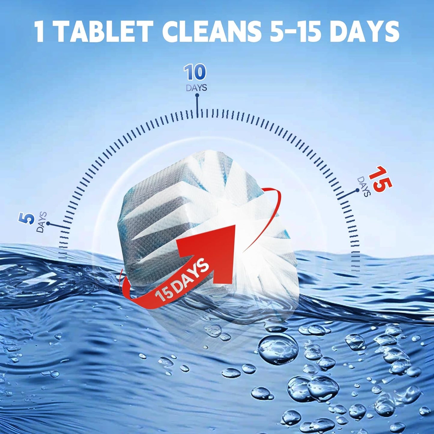 Toilet Bowl Cleaner Tablets, Automatic Toilet Tank Cleaner for Deodorizing & Descaling, Long-Lasting with Sustained Release Technology for Bathroom Cleaners, Blue, 6 Packs