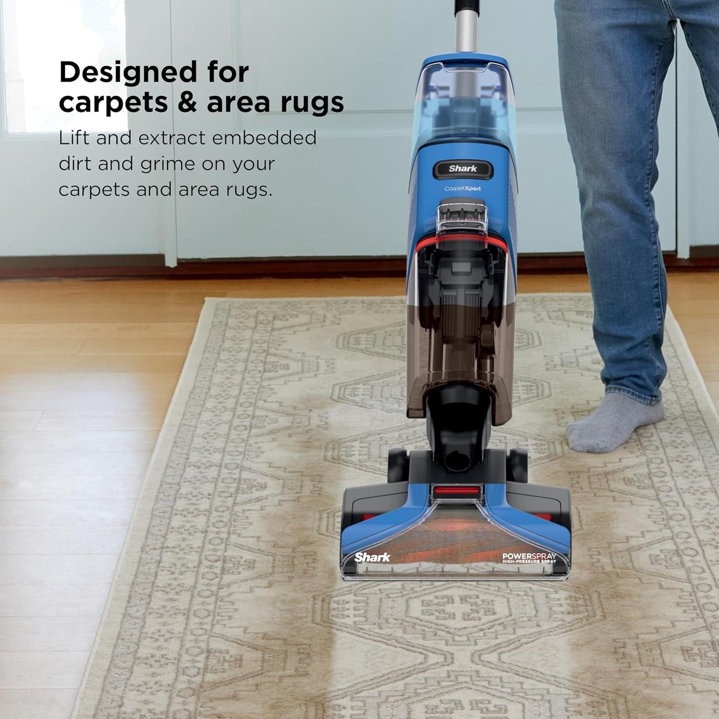 Shark CarpetXpert Upright Carpet & Area Rug Cleaner, Perfect for Pets, Lightweight & Powerful, Dirt, Grime, & Odor Removal, Carpet Shampooer, Cleaning Solution, Blue, EX121BRN