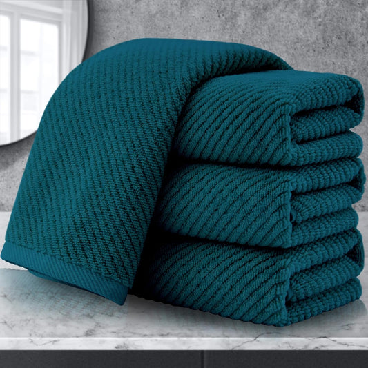 VOOVA & MOVAS Bathroom Hand Towels - 4PC Large 18" x 28", 100% Cotton | Lightweight | Thick | Quick Dry | Soft | Absorbent, Hand Towels for Showering, Bathroom Essentials, Deep Turquoise