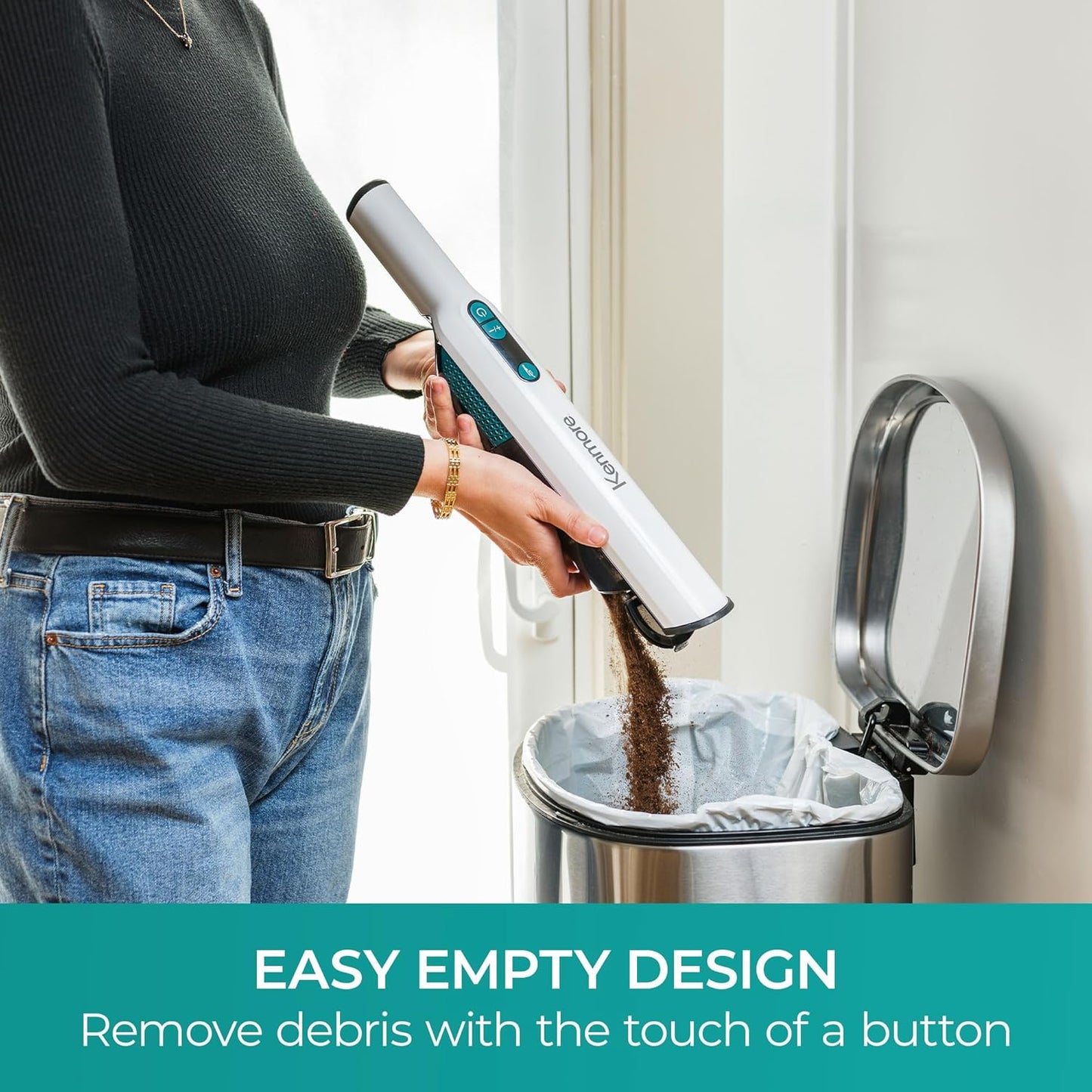 Kenmore HV3005 11.1V Cordless Handheld Vacuum Cleaner Lightweight Versatile and Portable Hand Vac Powerful Suction with 2-Speed Power Control for Pet Hair, One-Touch Empty for Car & Home